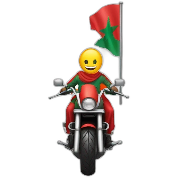 quelqu'un sur une moto avec le drapeau du Maroc derrière emoji