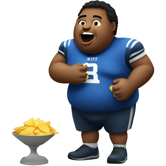 Fat dude eating chips playing football emoji