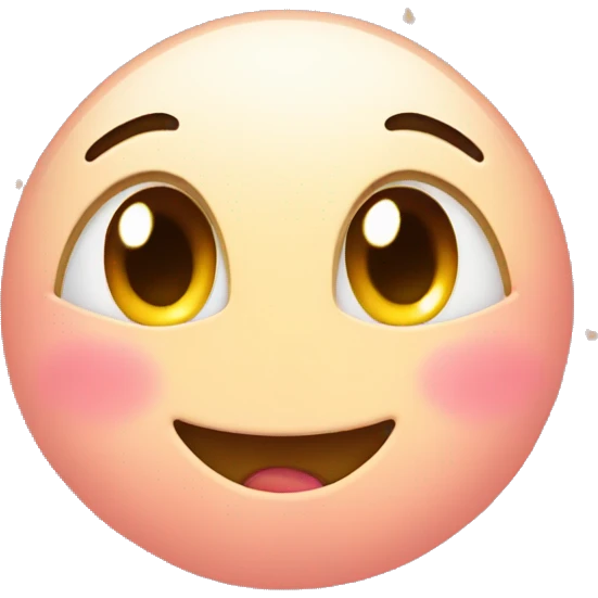 blushing emoji face with stars coming out of eyes. smiling cutely emoji