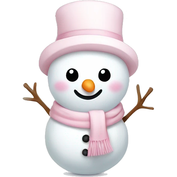 Cute white and light pink snowman emoji