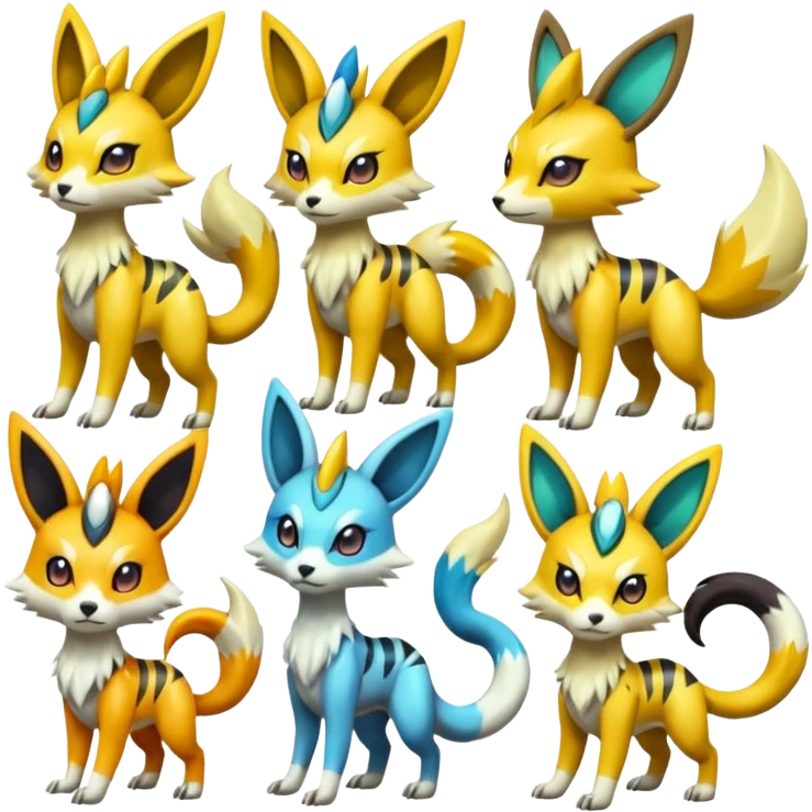 Meloetta-Lombax-Zeraora-Renamon-Pokémon-Fakémon-creature emoji