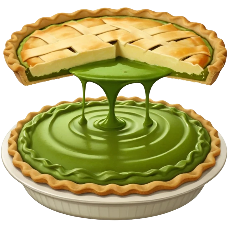Pie on top of green sauce emoji