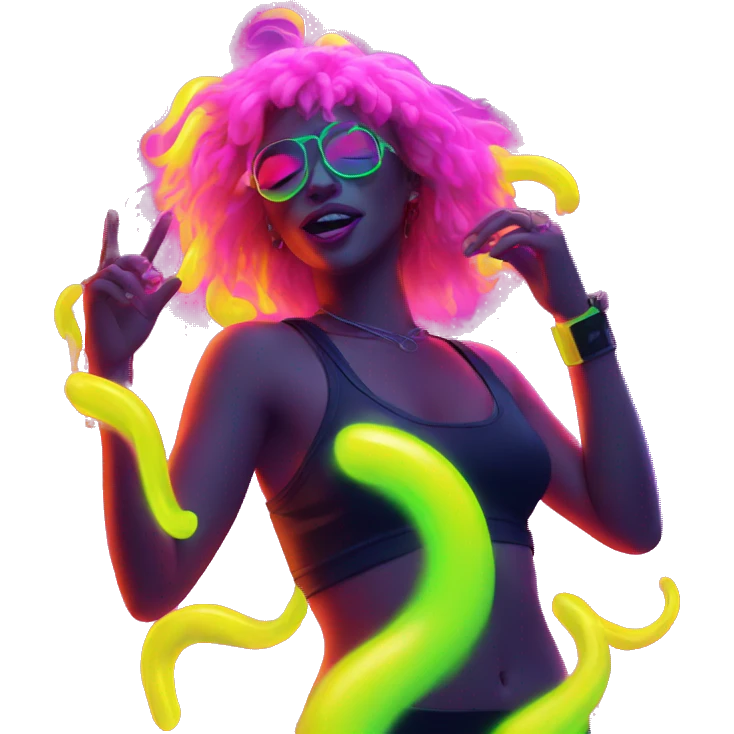 Rave party dancing neon smoking emoji