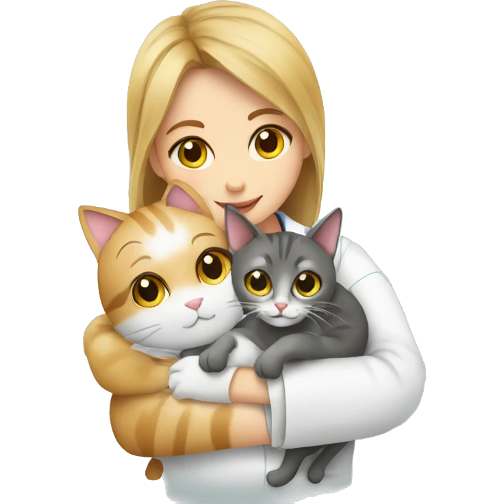 cat cuddles veterinarian girl emoji