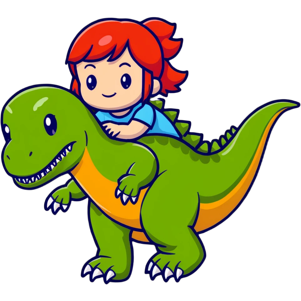 Red-haired girl with a dinosaur tail and animal paws instead of hands and feet emoji