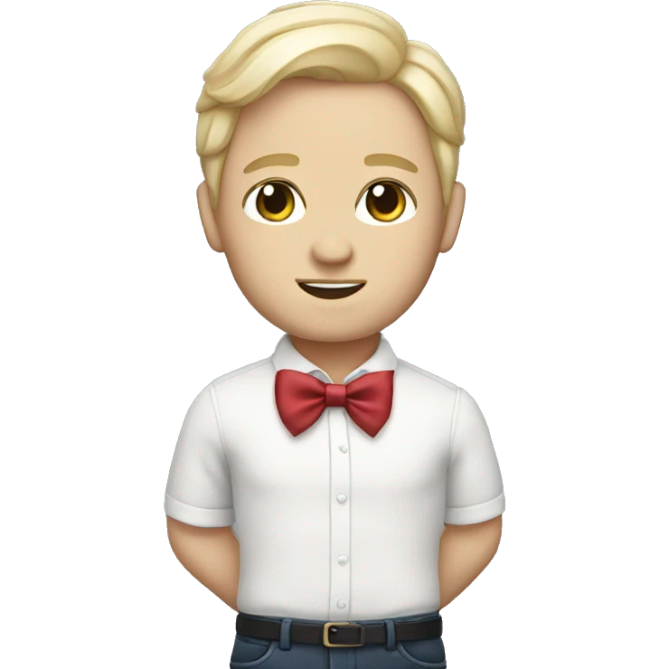 cute white male doll with bow emoji