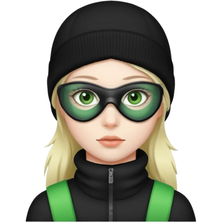 Girl with green eyes wearing ski mask  emoji