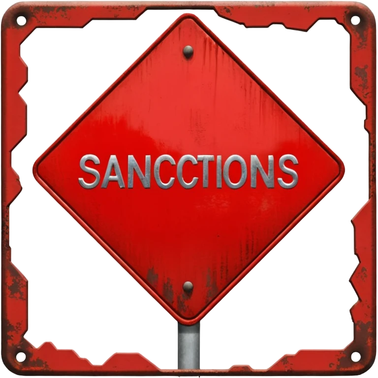 
red road sign with the inscription sanctions emoji