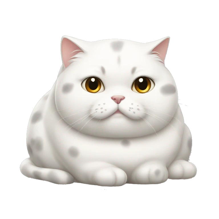 Fat white cat with spots emoji