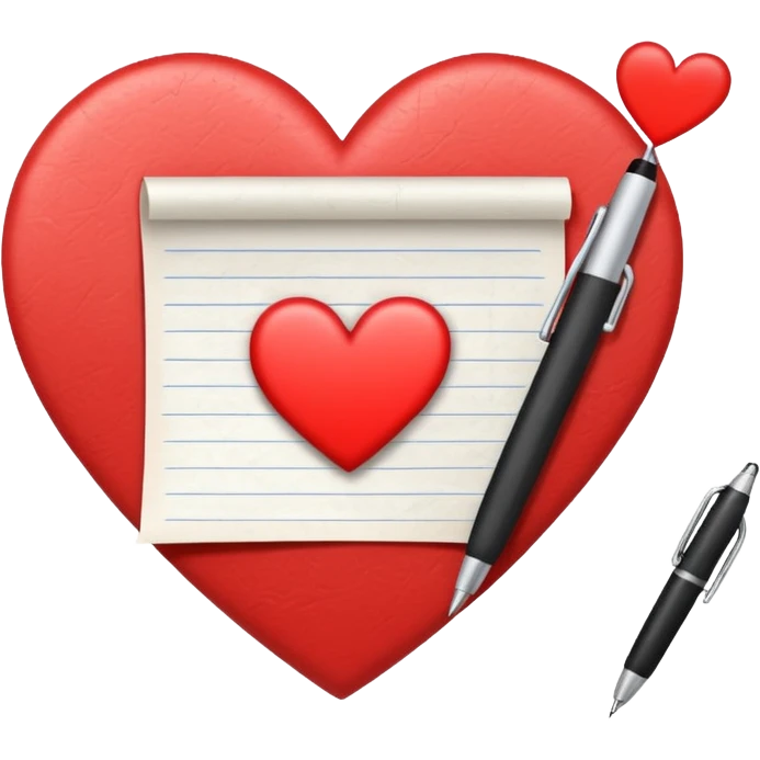 Writing paper on a heart emoji