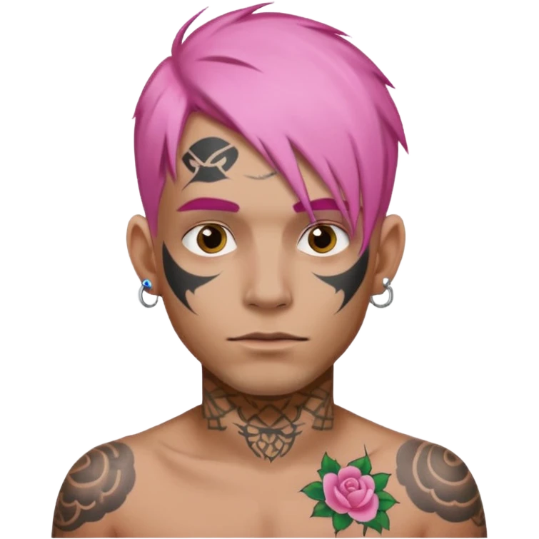 pink haired man and face tattoos emoji