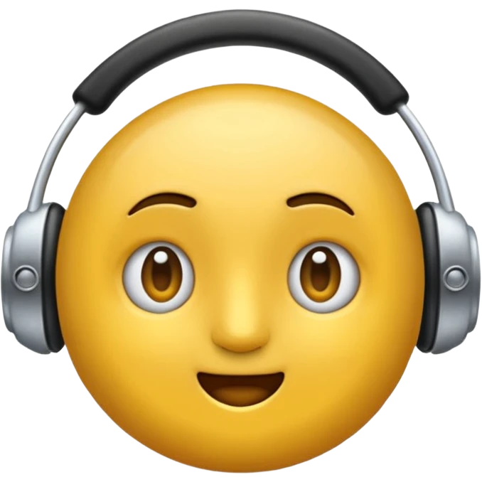 Ein gelber runder Emoji mit geschlossenen augen Augen. Total im moment. Glücklich, leichtes lächeln. Verträumt. Leichtigkeit. Freiheit. Overearkopfkörer auf dem kopf emoji