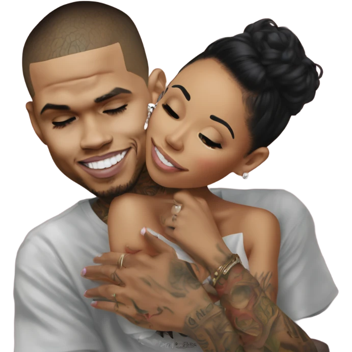 Hyper Realistic Chris Brown  Karruche Tran romantic photo  emoji