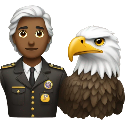 A person and an Eagle emoji