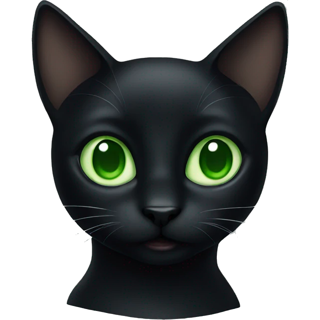 A black cat with green eyes emoji