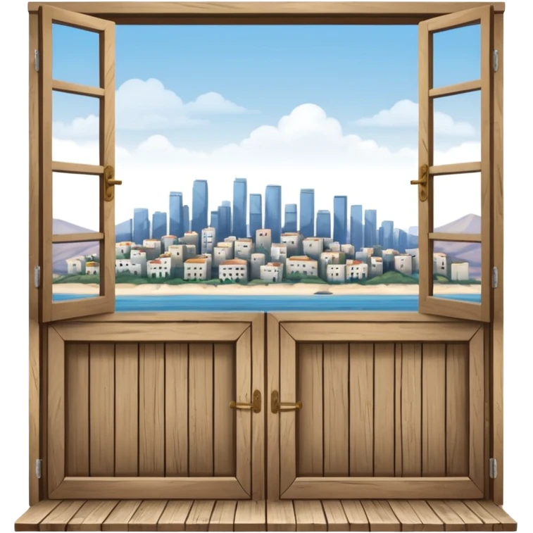 balcony with doors made out of wood emoji