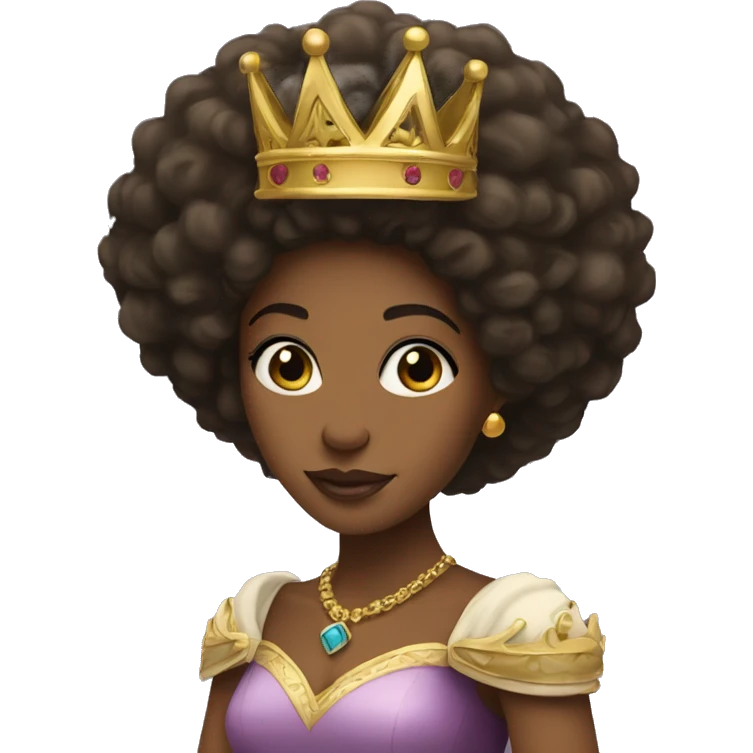 A princess’s with an Afro and a gold crown emoji