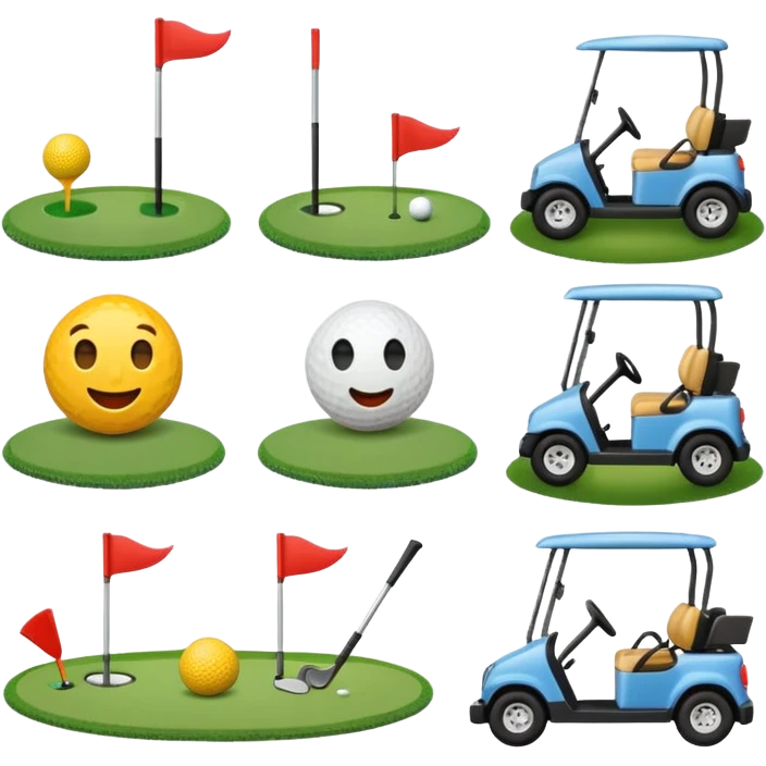 “Create a set of simple, cute, flat-style emojis themed around golf.  Designed in classic emoji style, consistent and expressive.” emoji