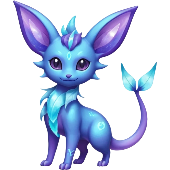 Shiny Sparkly Bioluminescent Glowing Espeon-Lumineon-Vaporeon-Amaura-Dragonair-Fakémon-hybrid-creature (full body)  emoji