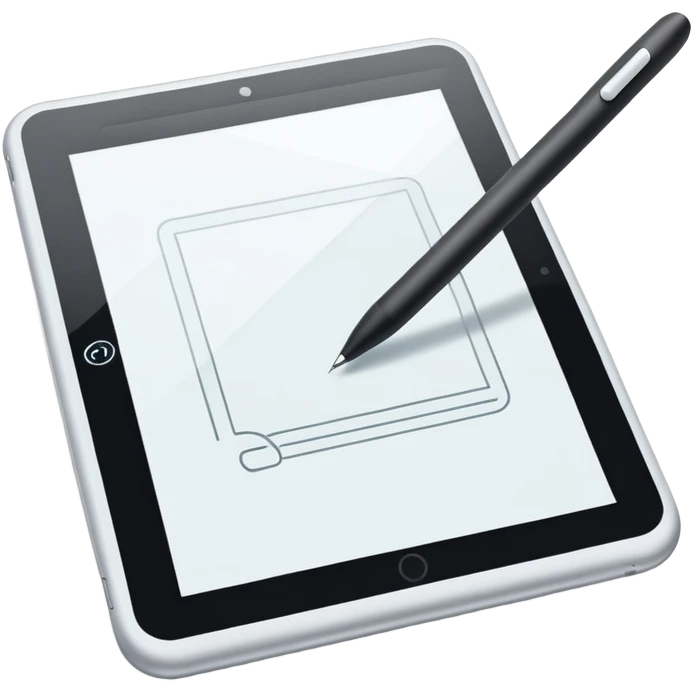 digital drawing tablet with a stylus resting on top emoji