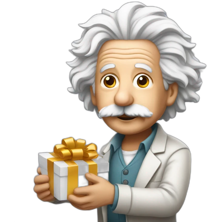 einstein holding a present emoji