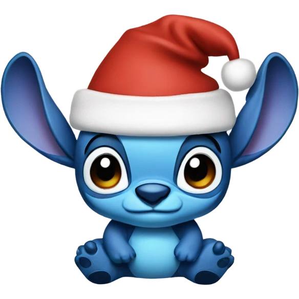 Stitch wearing a Santa hat emoji