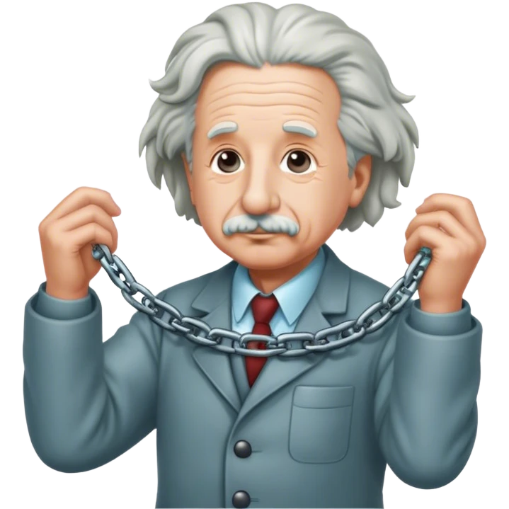 Albert einstein pulling on a chain emoji