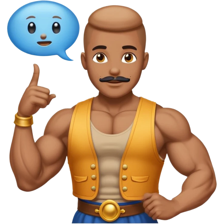 Genie with Speech Bubble saying it is done emoji