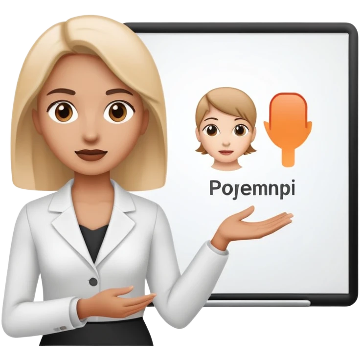 a women doing presentation with PPT in the background emoji
