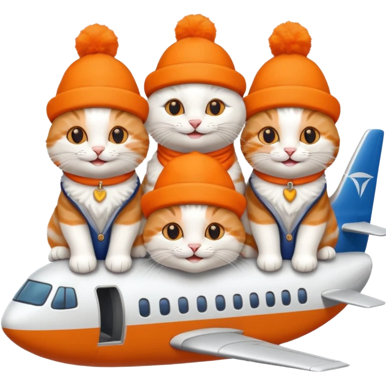4 happy cats on an airplane emoji