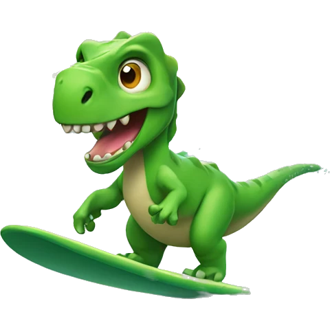 Green Dinosaure Surfing  emoji