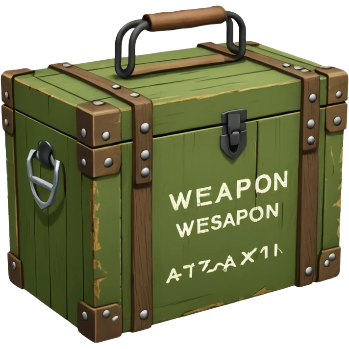 green military wooden box with with an inscription weapon emoji