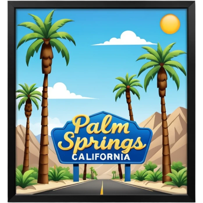 Palm Springs California sign with palm trees emoji