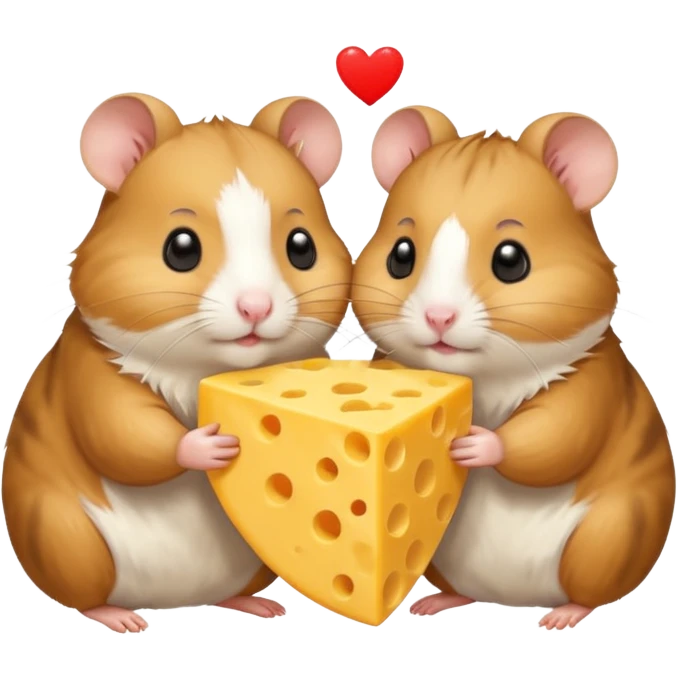 Two hamsters eating cheese in love  emoji