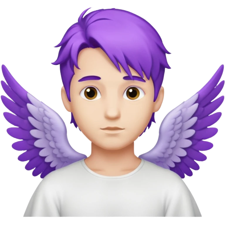  male angel with purple hair with wings emoji