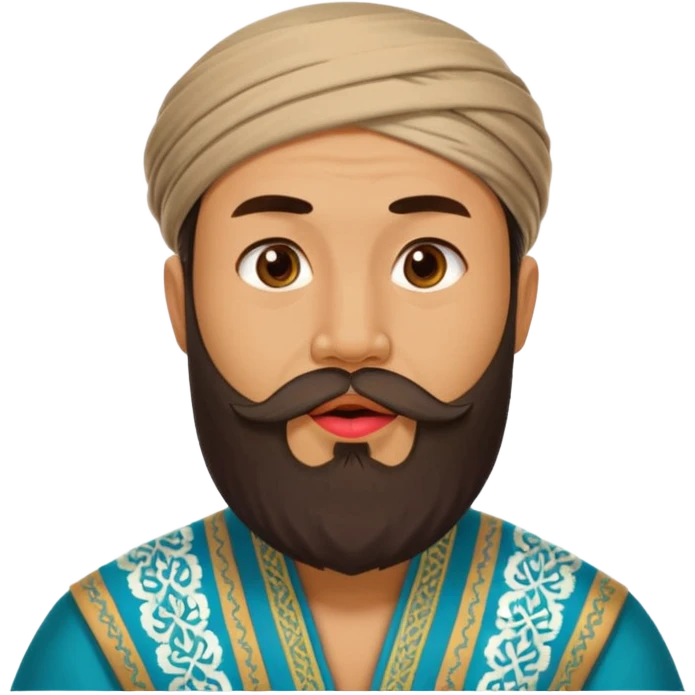 uzbek bearded man with national outfit licking his lips emoji