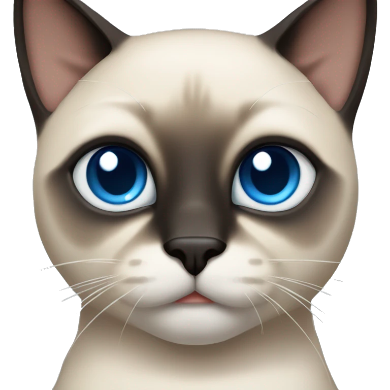 An adult male Siamese cat with blue eyes,dark face and paws, and lighter body. He's medium weight  emoji