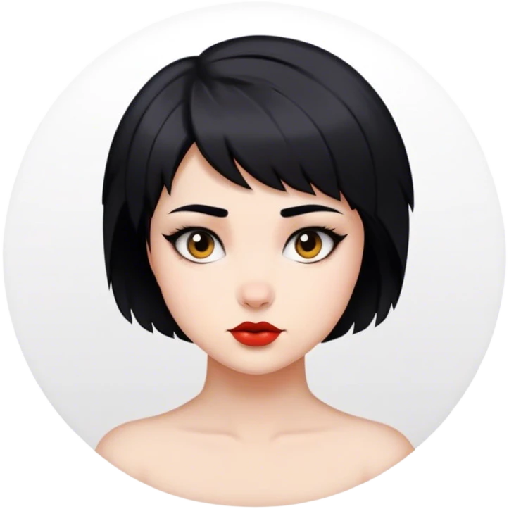 Girl with short black hair wolfcut emoji