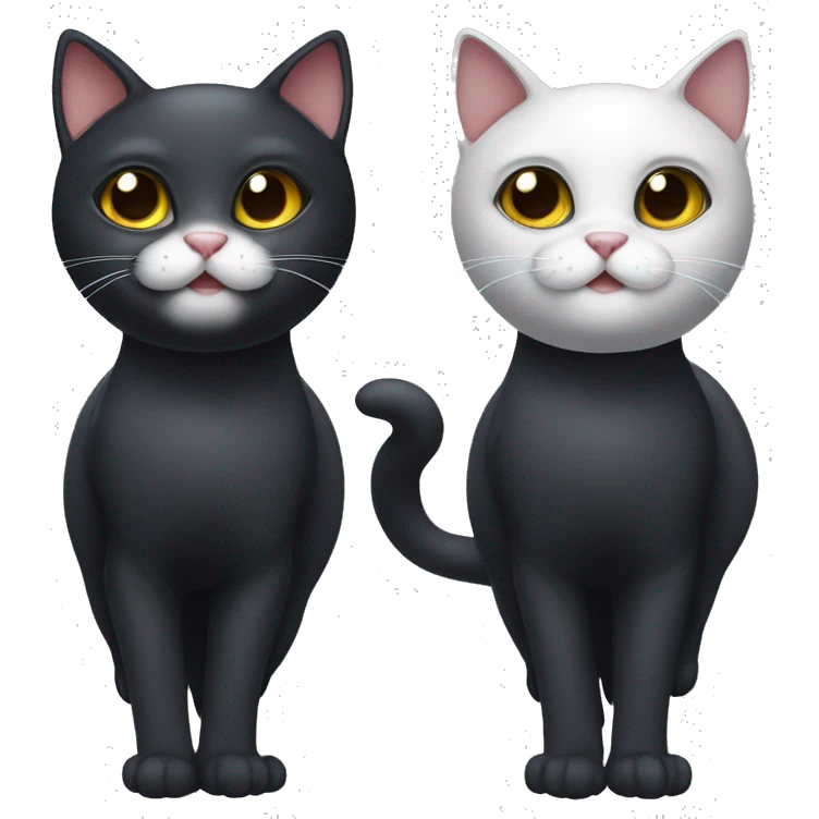 Black cat whit a white stomach and white after nose whit wings emoji