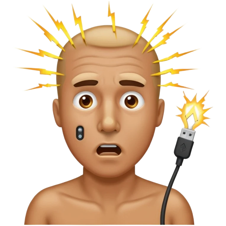 Man with a LAN cable in his nose getting shocked emoji