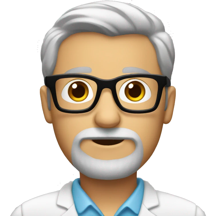 Profesor con pelo moreno, barba y gafas emoji