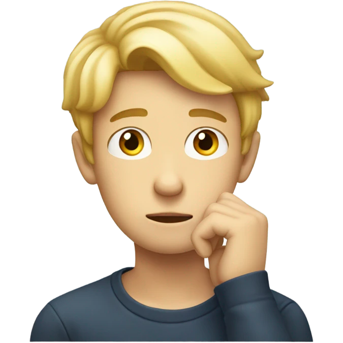 boy thinking hand in his face. blond hair emoji