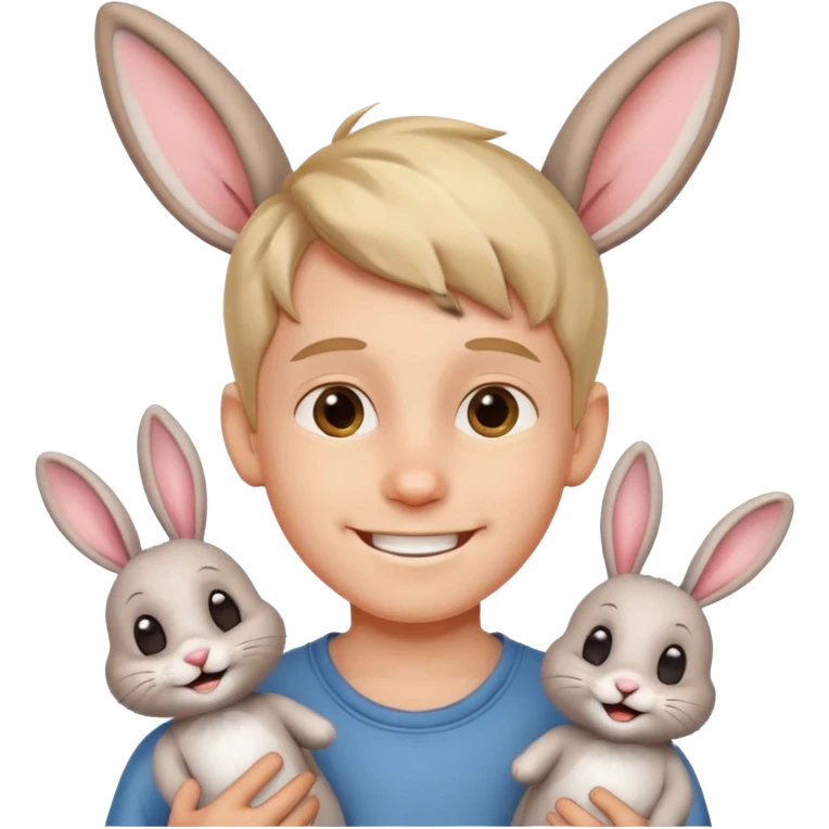 smiling boy with rabbit ears emoji