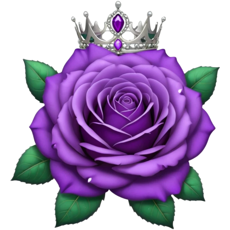 Purple rose flower, silver circle plaque, silver tiara emoji