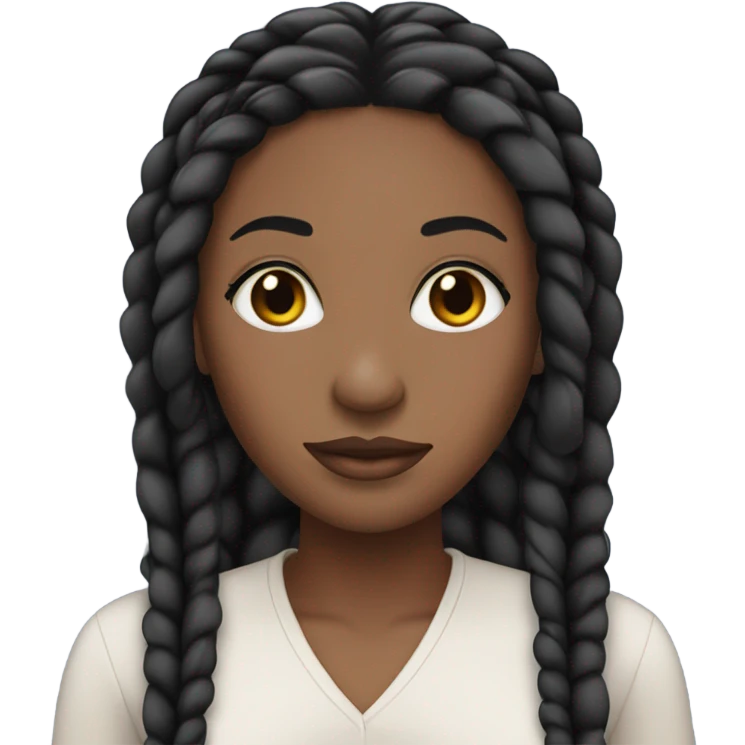 black woman with long black straight braids and lashes emoji