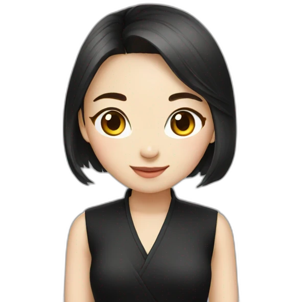 Chinese beautiful girl wear black emoji