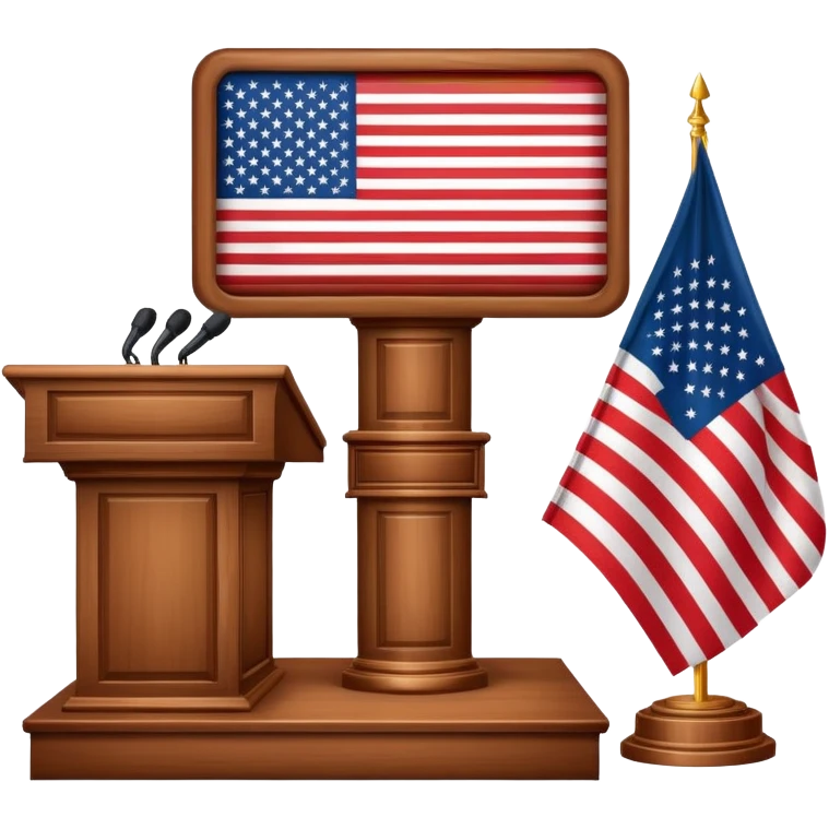 presidential podium with American flag emoji
