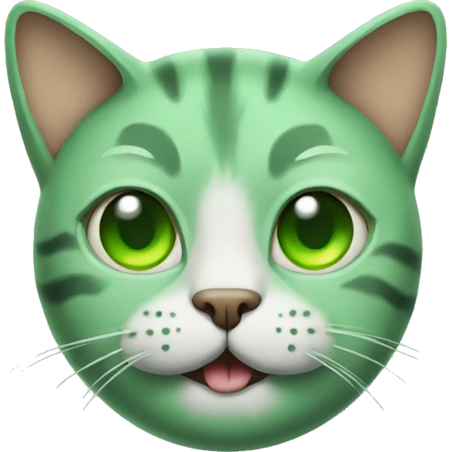 A stoned green cat emoji