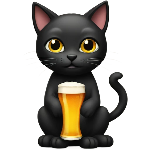 Black cat holding beer emoji