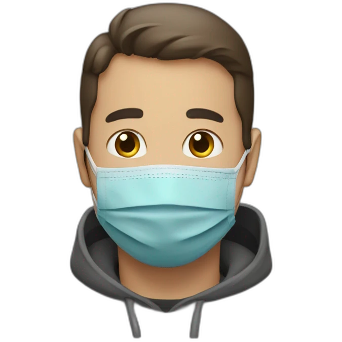 A shy man cover with normal face mask emoji